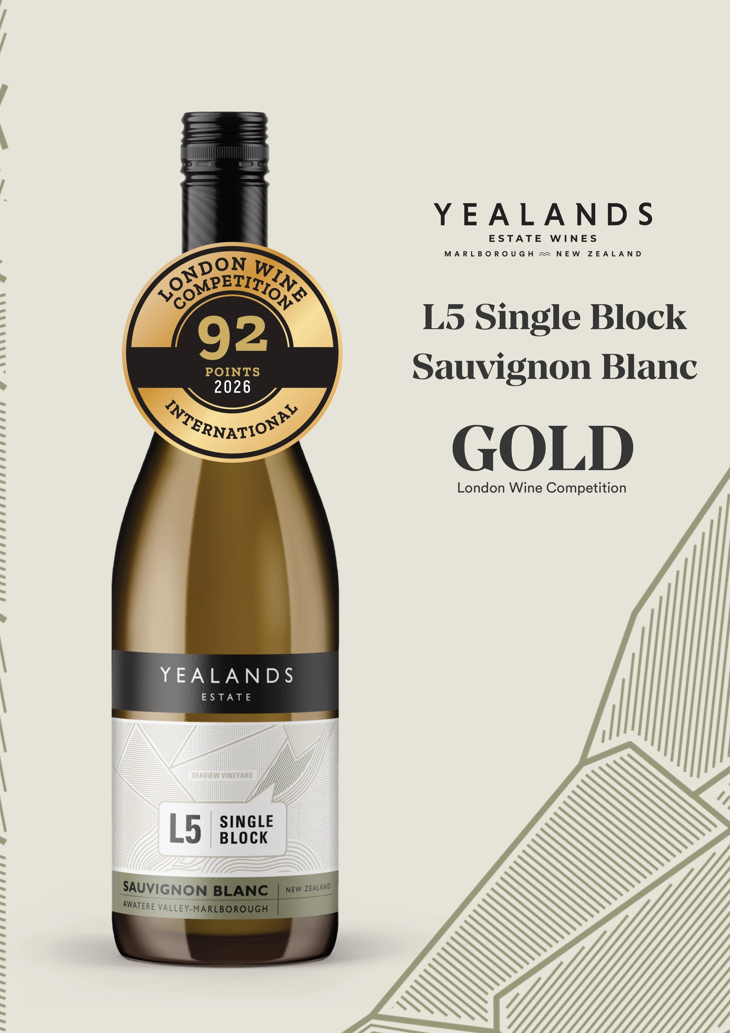 Yealands Estate Single Block L5 Sauvignon Blanc aranyérem a London Wine Competition 2026 versenyen