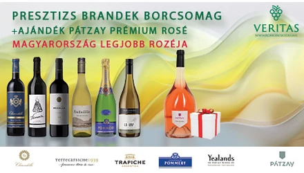 Új: Presztízs brandek borcsomag, ajándék Pátzay roséval