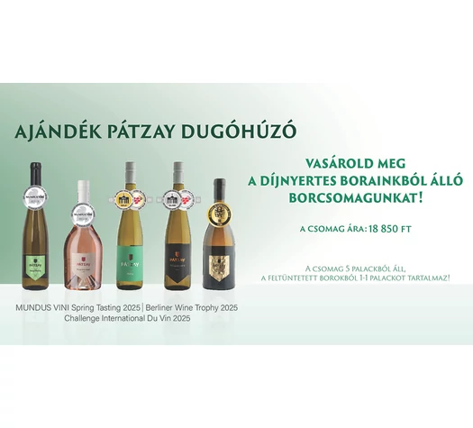 Díjnyertes Pátzay Borcsomag -  ajándék dugóhúzóval